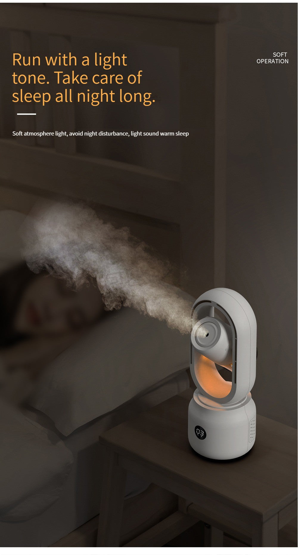 TGF-H87-2 ---- Portable Leafless Fan with Humidifier and Night Light
