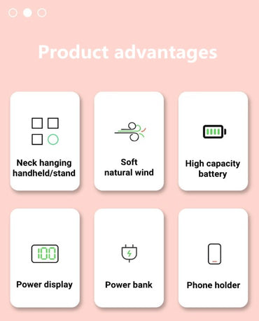 TGF-HF30 --- Portable Fan with 3000 mAh Power Bank, Phone Holder and Power Display