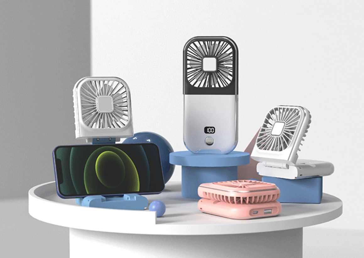 TGF-HF30 --- Portable Fan with 3000 mAh Power Bank, Phone Holder and Power Display
