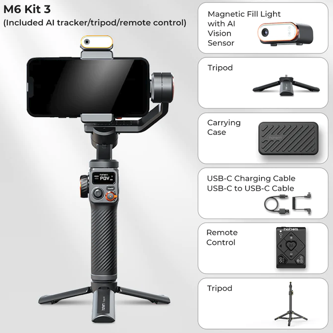 Hohem ---- iSteady M6 Smart Phone Gimbal With Fill Light and Ai tracking Sensor