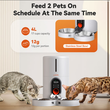 Barn Automatic Feeder with Set Time feature and Double Stainless Steel Bowls