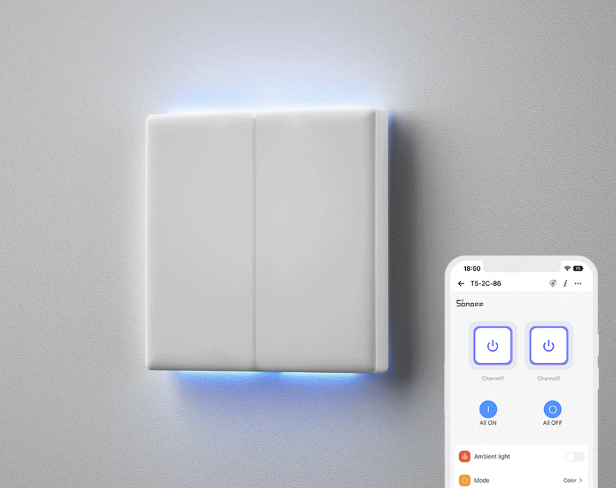Sonoff - TX Ultimate - Smart Wall Switch with WiFi, Voice Control and Smart LED Light