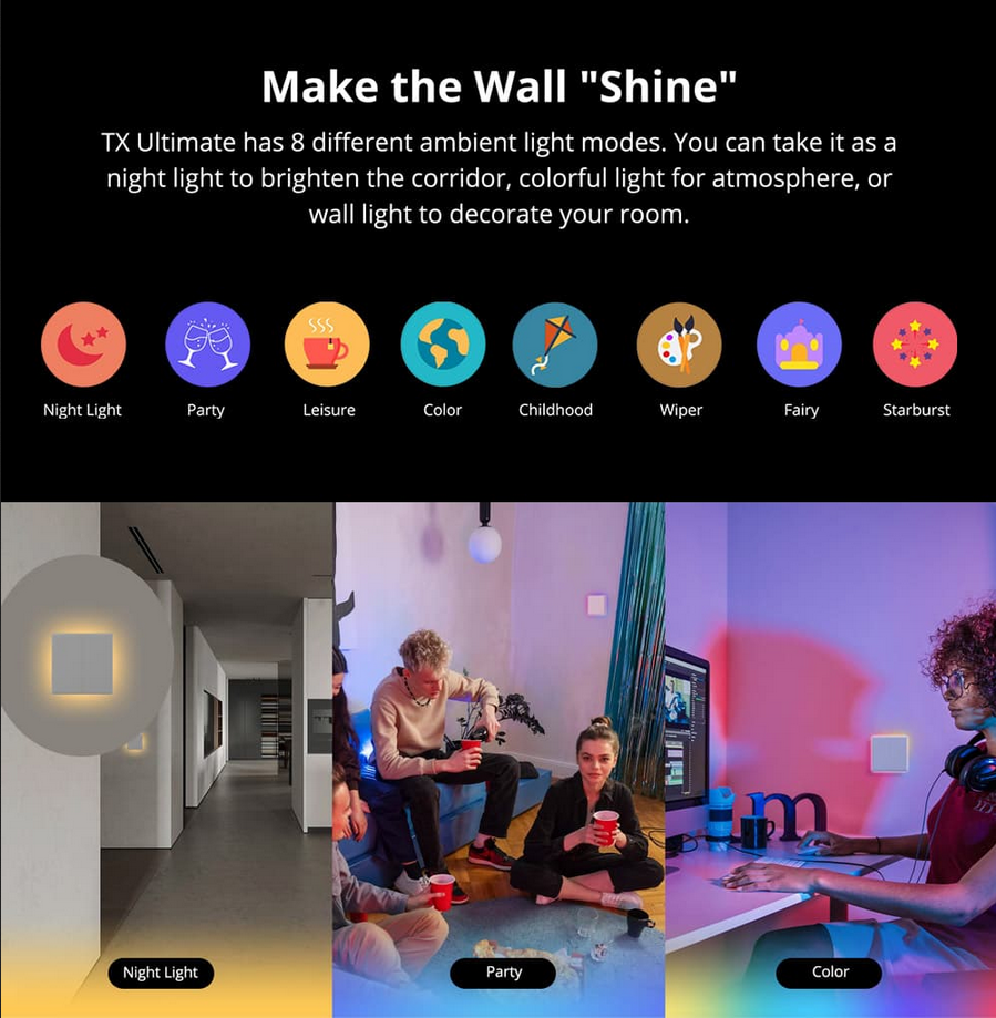 Sonoff - TX Ultimate - Smart Wall Switch with WiFi, Voice Control and Smart LED Light