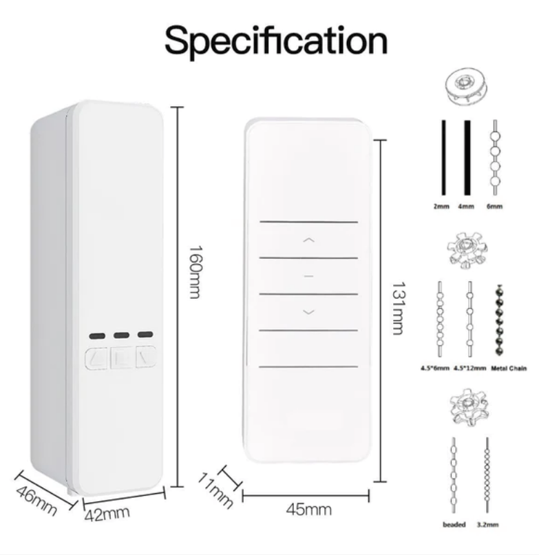 Smart WIFI Blind Mortorize Device - with Remote Control, App Control and Voice Control