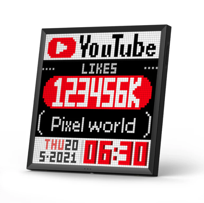 Pixoo64 -- 64 X 64 Smart Pixel Art LED Display with Social Media Notification Function