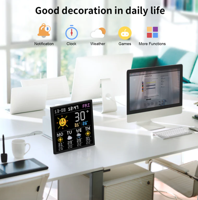 Pixoo64 -- 64 X 64 Smart Pixel Art LED Display with Social Media Notification Function