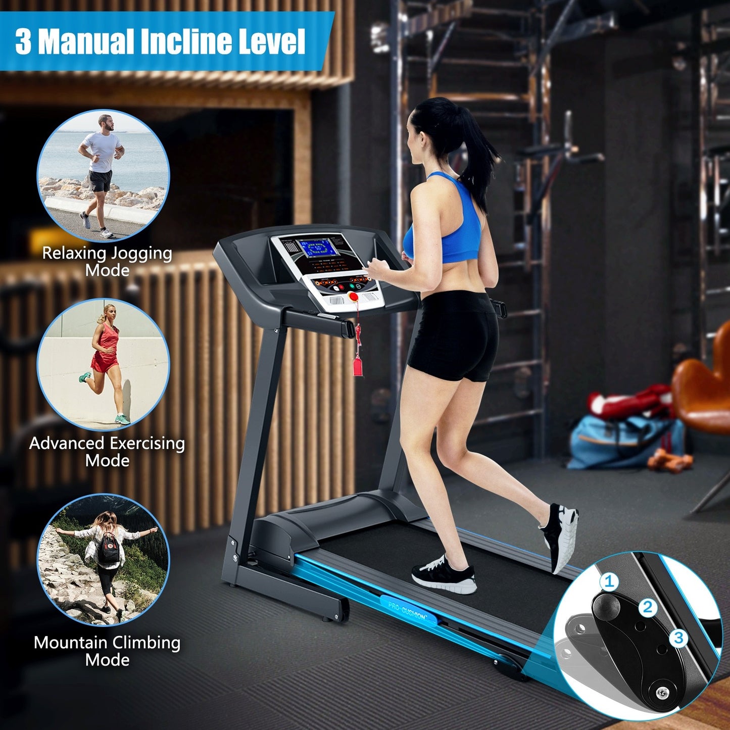 2.25HP Foldable Electric Treadmill with Large LCD Display