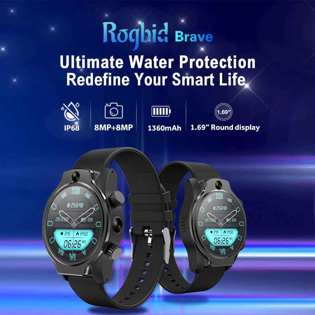 Rogbid - Brave/S08 ---- 4G IP68 Smartwatch