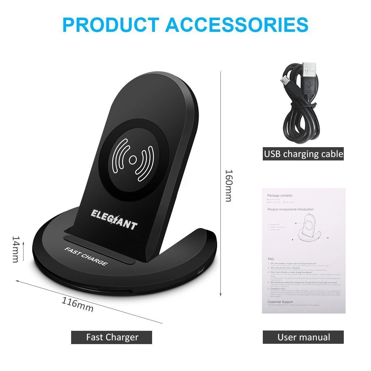 TG-0135 - Wireless Charger 10W Qi Fast Charging Pad Stand Holder For iPhone XS 11Pro Huawei P30 P40 Pro S20