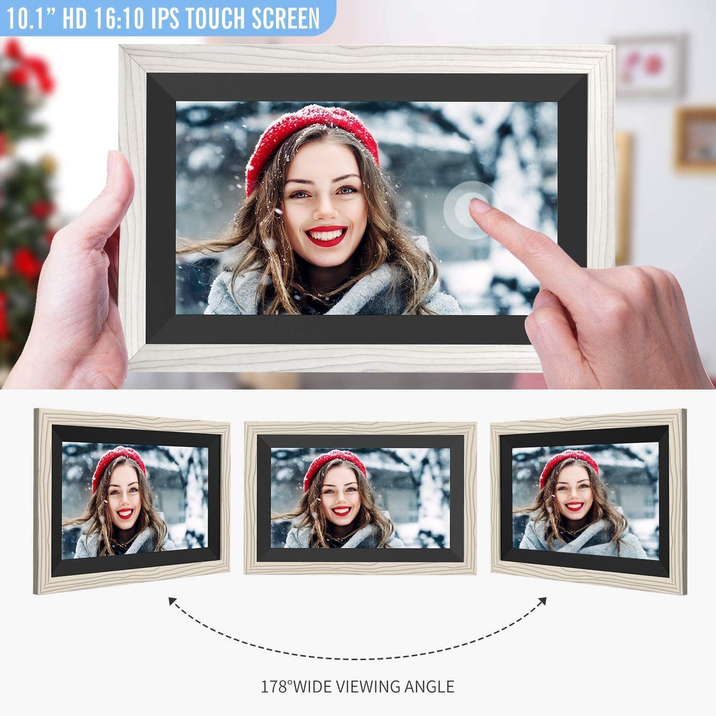 Jeemak F20A Digital Picture Frame - WiFi, HD and touch screen - 10.1 Inch