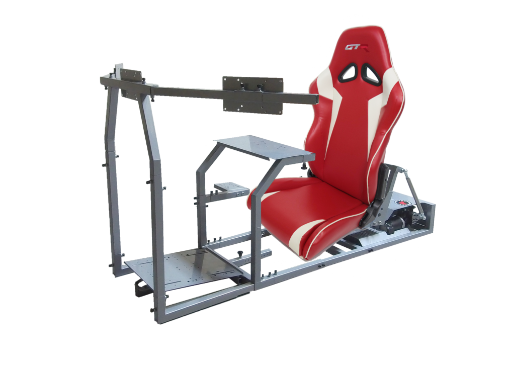 GTR-Simulator - GTM Motion Sim Model - Silver Frame with Red and White Leatherette Seat