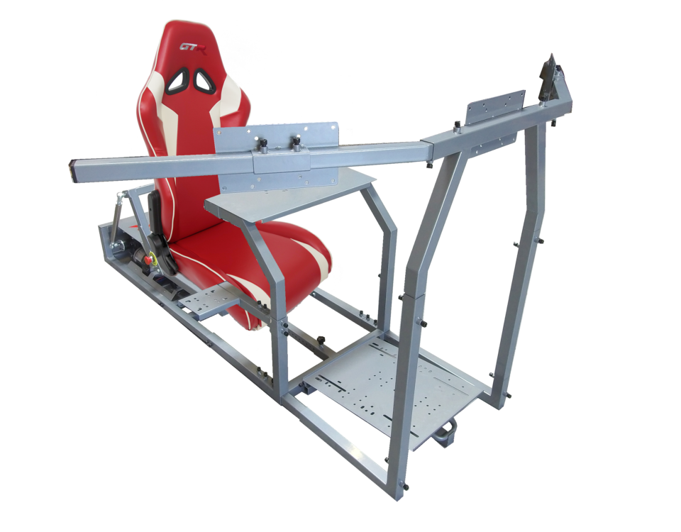 GTR-Simulator - GTM Motion Sim Model - Silver Frame with Red and White Leatherette Seat