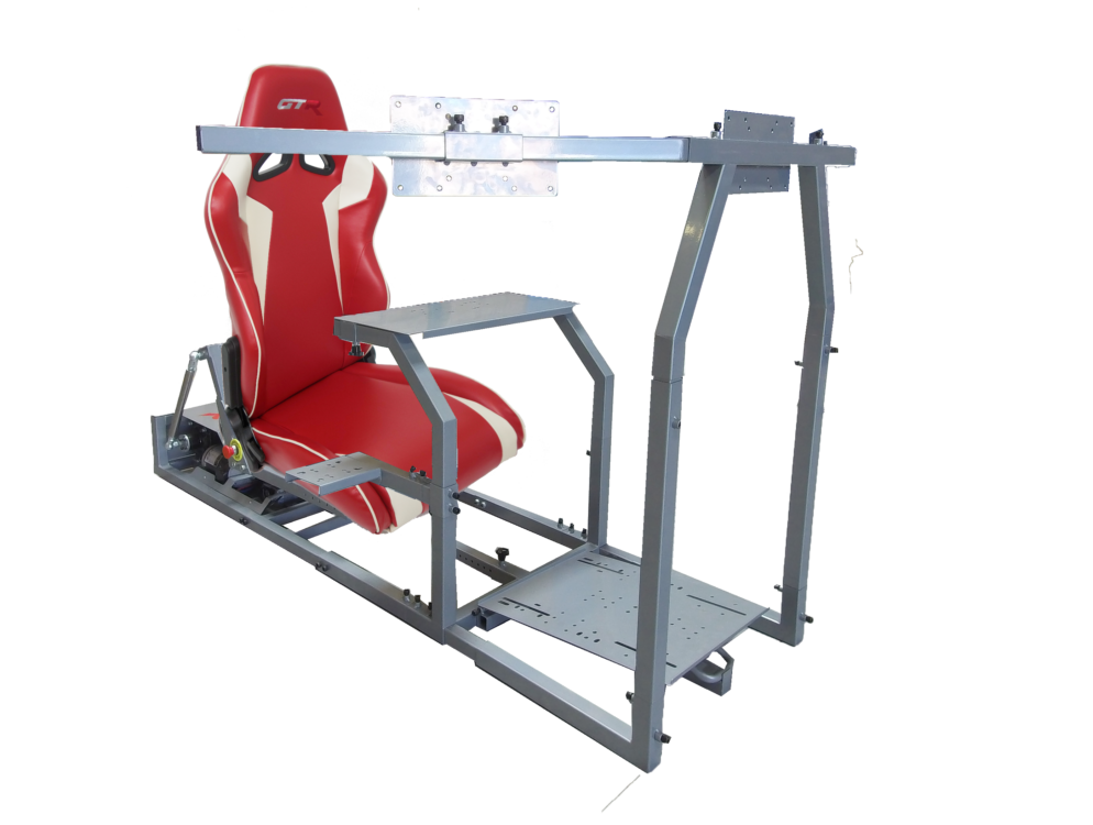 GTR-Simulator - GTM Motion Sim Model - Silver Frame with Red and White Leatherette Seat