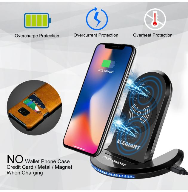 TG-0135 - Wireless Charger 10W Qi Fast Charging Pad Stand Holder For iPhone XS 11Pro Huawei P30 P40 Pro S20