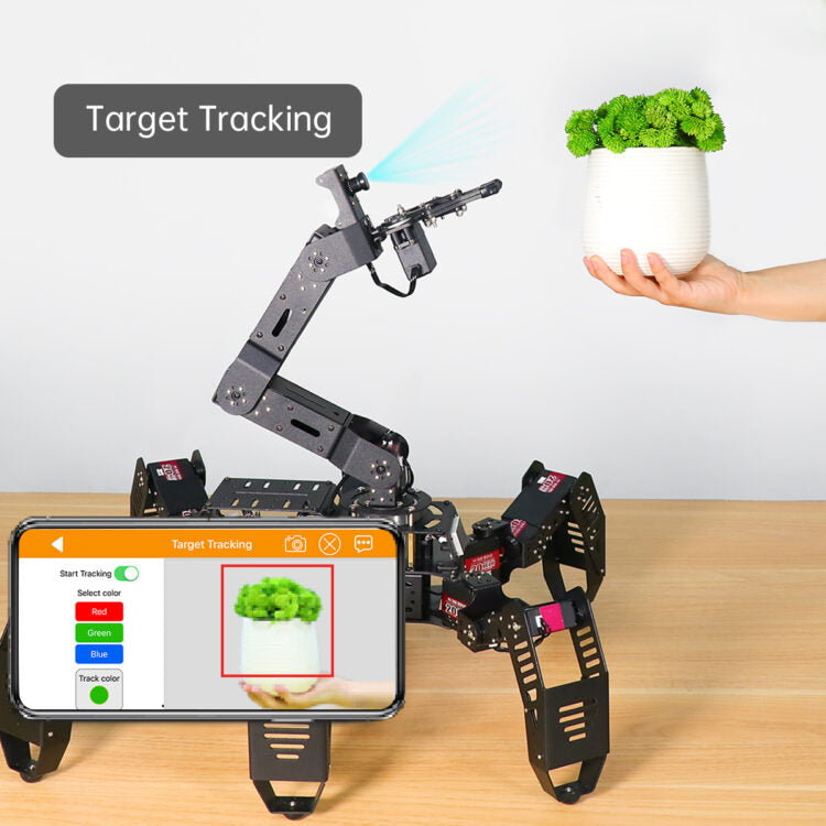 Hiwonder - SpiderPI Pro - Robot with robotic arm (AI Vision and HD Camera)