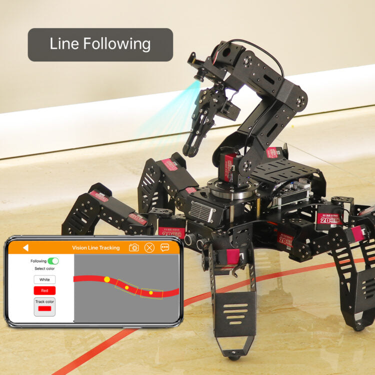 Hiwonder - SpiderPI Pro - Robot with robotic arm (AI Vision and HD Camera)
