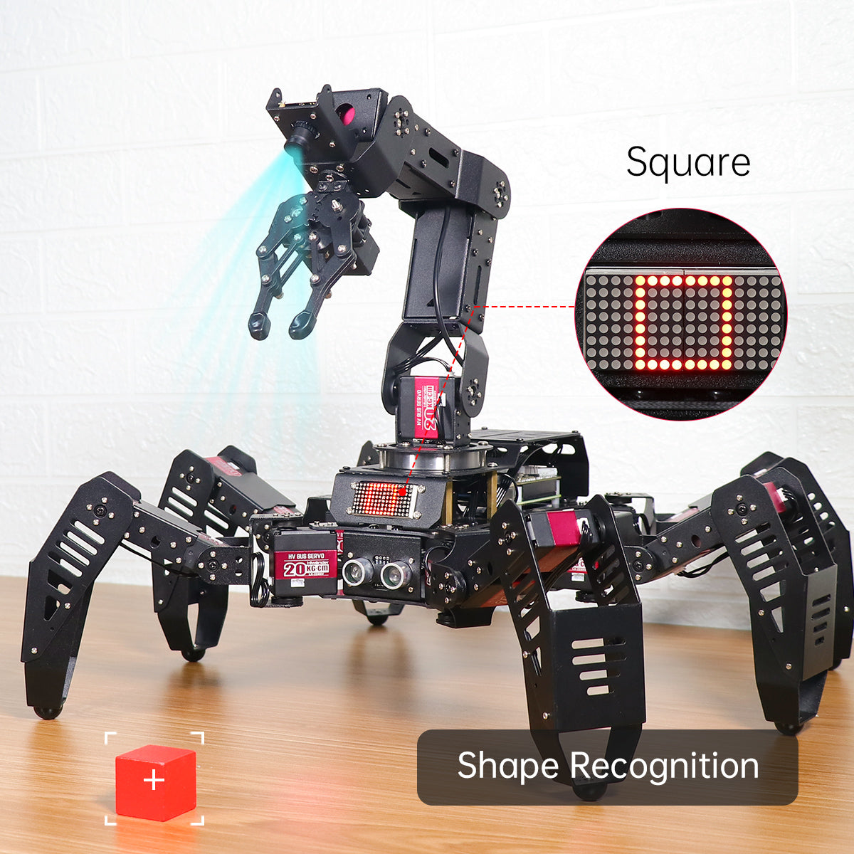 Hiwonder - SpiderPI Pro - Robot with robotic arm (AI Vision and HD Camera)