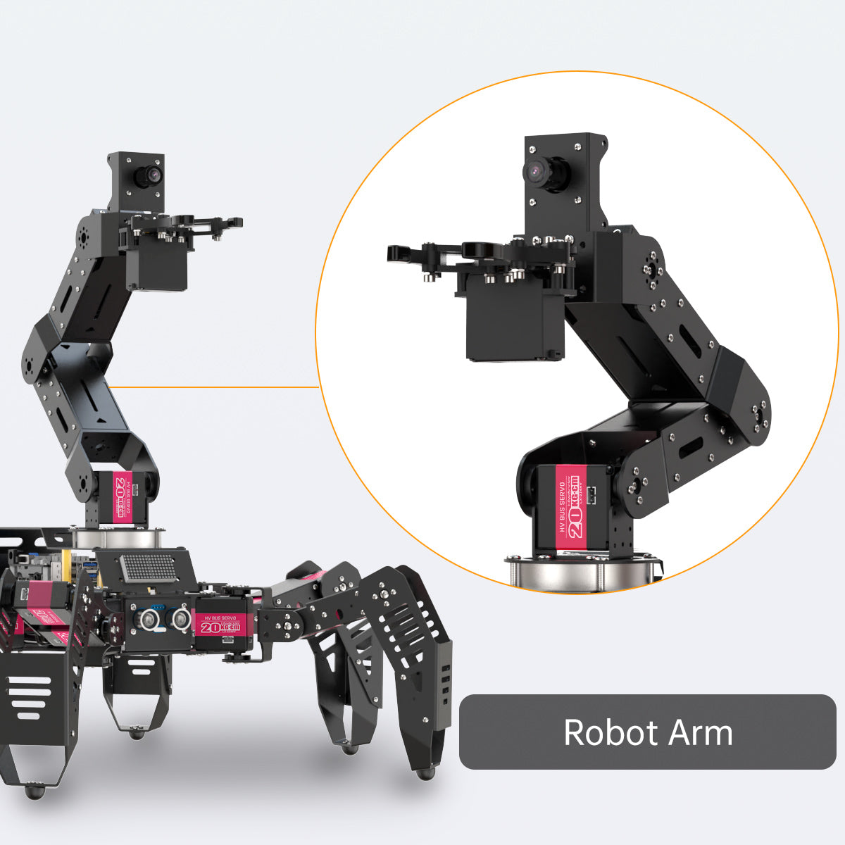 Hiwonder - SpiderPI Pro - Robot with robotic arm (AI Vision and HD Camera)