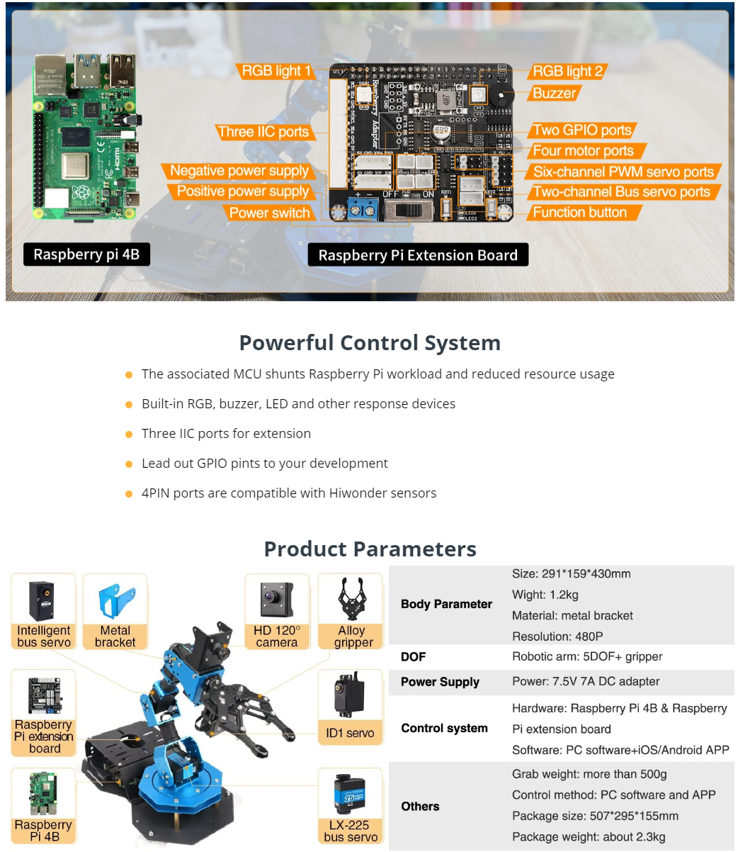 Hiwonder ArmPi AI vision - Robotic arm for Learning
