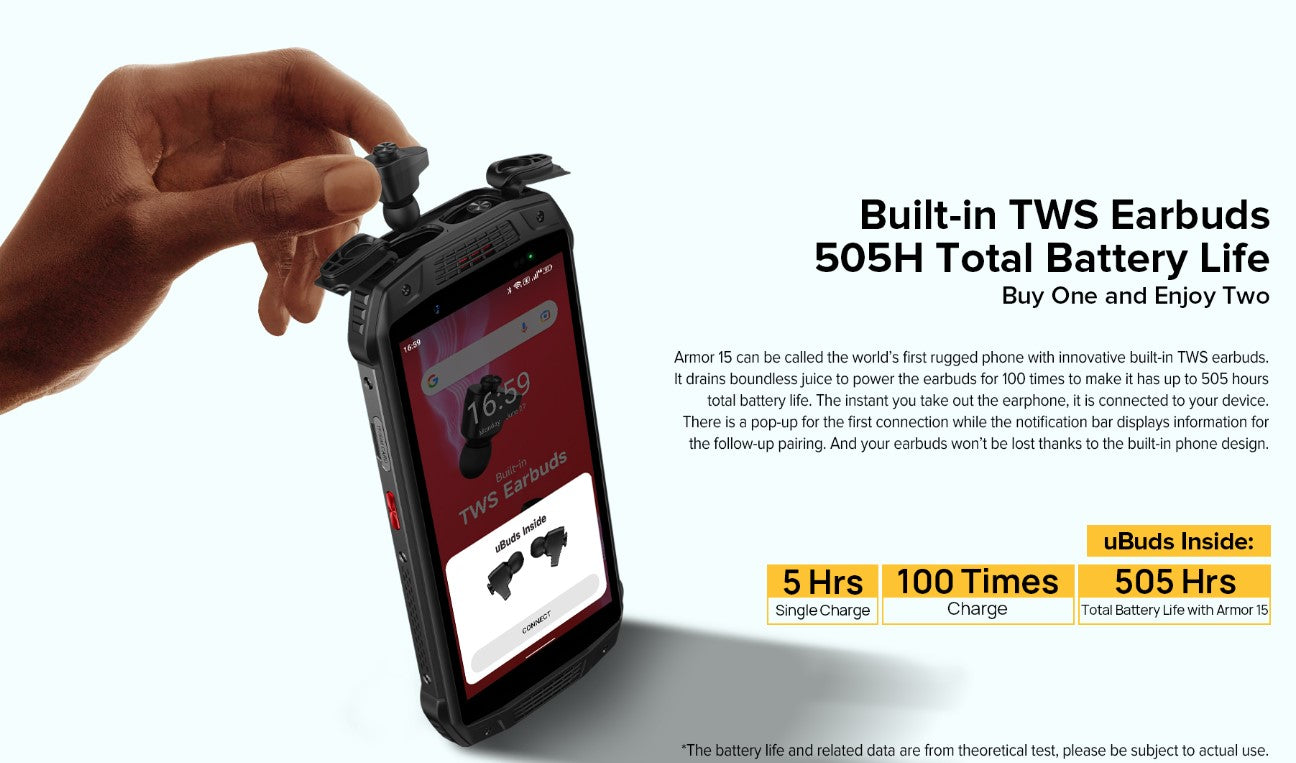 Ulefone Armor 15 -4G Rugged Smartphone with build-in TWS Earbuds