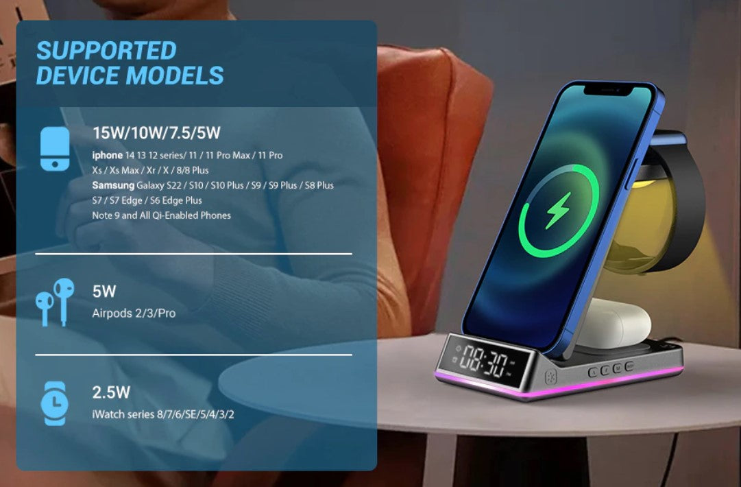 TGA-ZU20 ---- Wireless Charging Stand with Clock display and Light