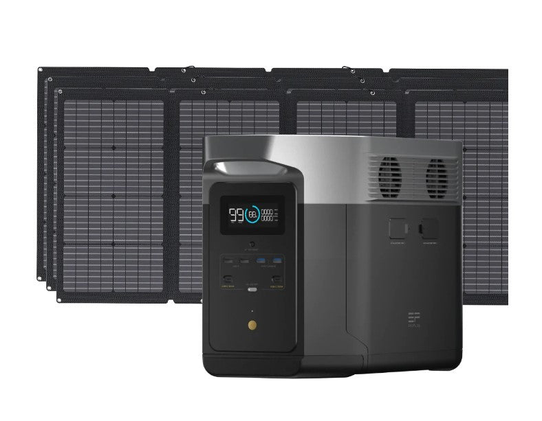 EcoFlow - Delta Max Portable Power Station (Total AC Output 2400W)  +  220W Solar Panel  (Solar Generator Setup)