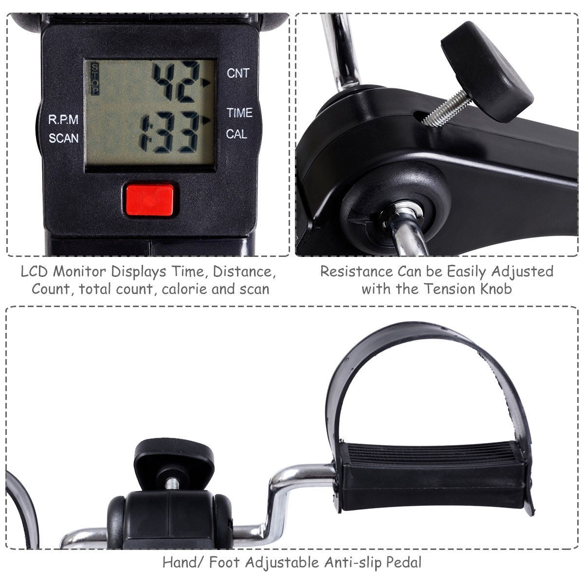 Indoor Under Desk Pedal Exercise Bike For Arms Legs