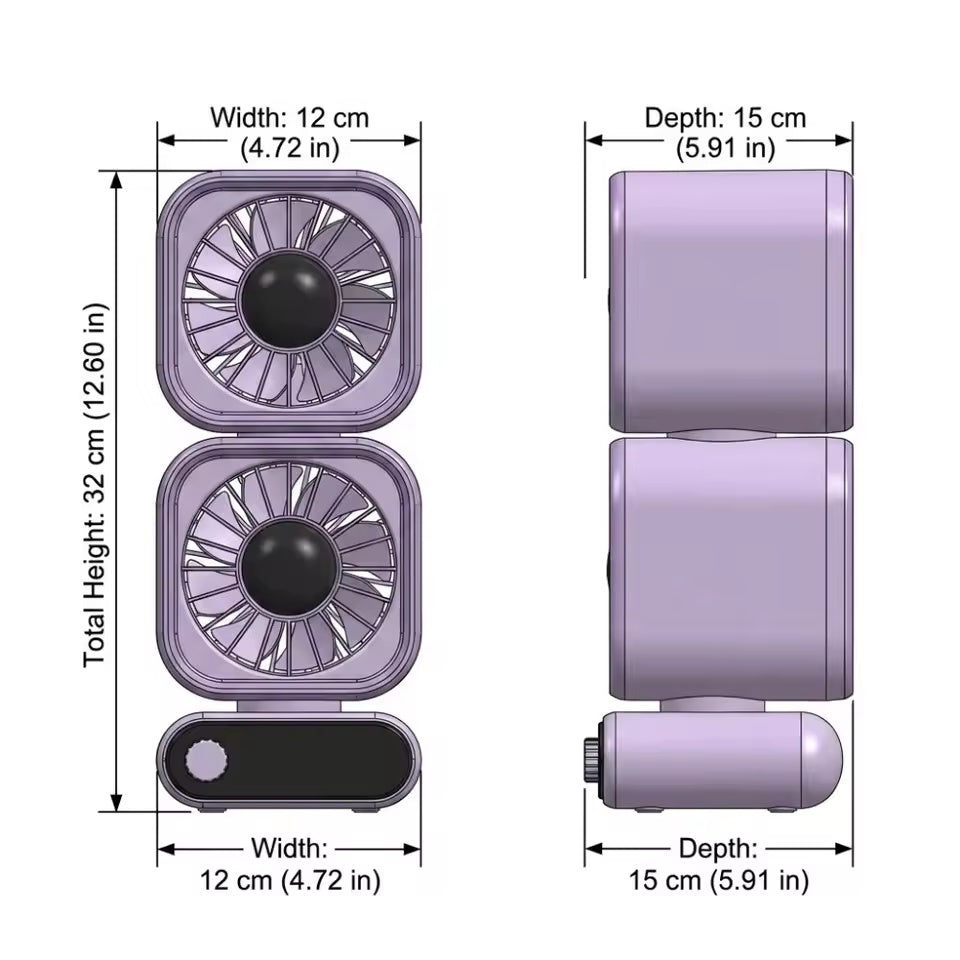 TGF-MCD450 Table Top Fan (Double Head) - Rechargable and Modern Design