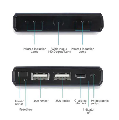 Zetronix - WIFI-PB-4K-2 --- 8000mAh Wifi Powerbank with wireless phone charger, and 4K Camera with IR Night vision