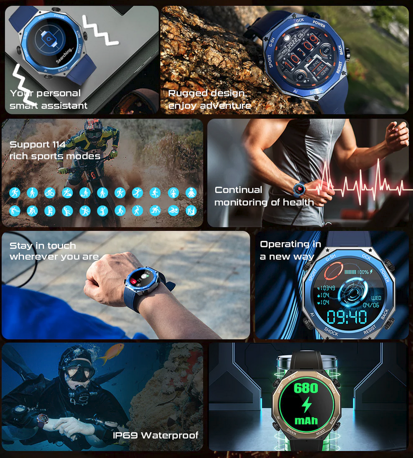 Tank M1 - Advance Smartwatch with Bluetooth Calling