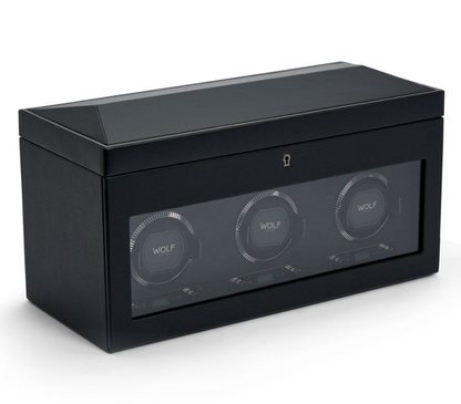 Wolf - British Racing Style - Triple Watch Winder with Convenience Storage