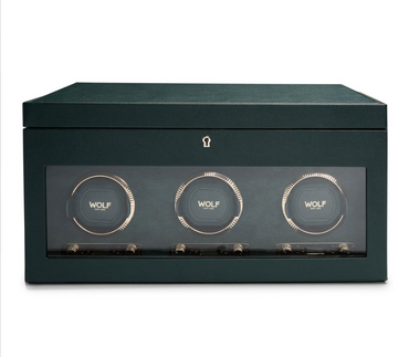 Wolf - British Racing Style - Triple Watch Winder with Convenience Storage