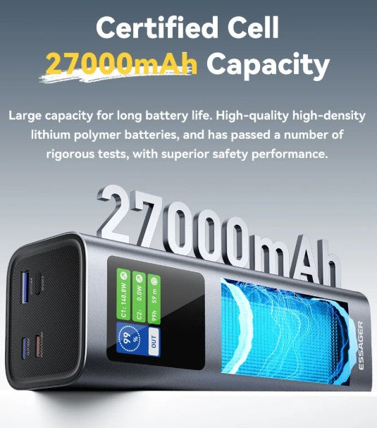 27000  mAh - 140W Power Bank with Color Display