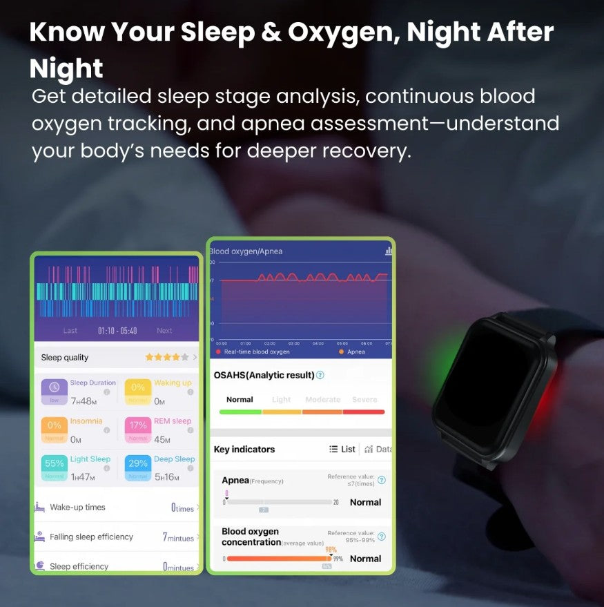 Bearscome CDFA RIG Swartwatch  with ECG Blood oxygen, sleep monitoring