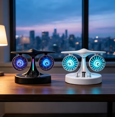 TGF- J2M5 Jet engine design table fan with LED light and mist effect.