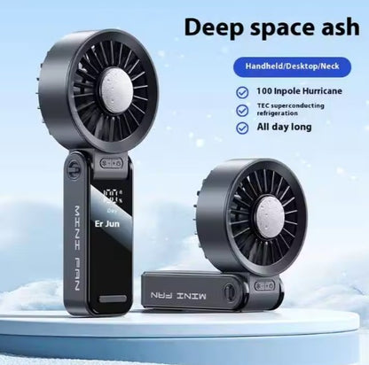TGF- A5S12 -- Foldable Handheld Portable Fan with Digital display and Semiconductor Refrigeration plate