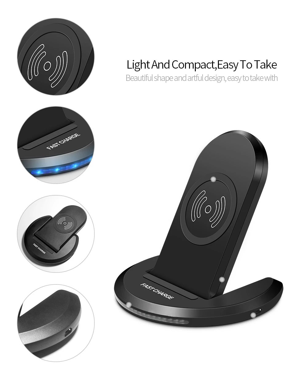 TG-0135 - Wireless Charger 10W Qi Fast Charging Pad Stand Holder For iPhone XS 11Pro Huawei P30 P40 Pro S20