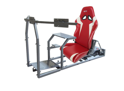 GTR-Simulator - GTM Motion Sim Model - Silver Frame with Red and White Leatherette Seat