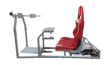 GTR-Simulator - GTM Motion Sim Model - Silver Frame with Red and White Leatherette Seat