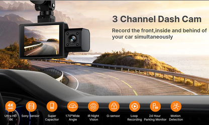 Campark DC 40 --- 3 Lens/Channel Dash Cam - 1080P