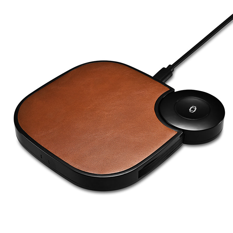 TG-WXC5 ---- Wireless Charging Pad with Leather padding and detachable Smart Watch Charging Spot