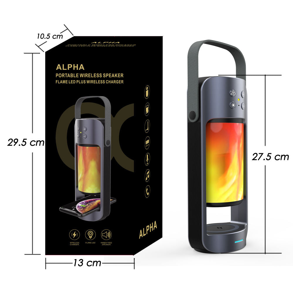 TG-SP-1300 ---- Portable Flame LED light with build in Bluetooth speaker and wireless charging