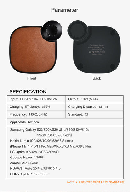 TG-WXC5 ---- Wireless Charging Pad with Leather padding and detachable Smart Watch Charging Spot