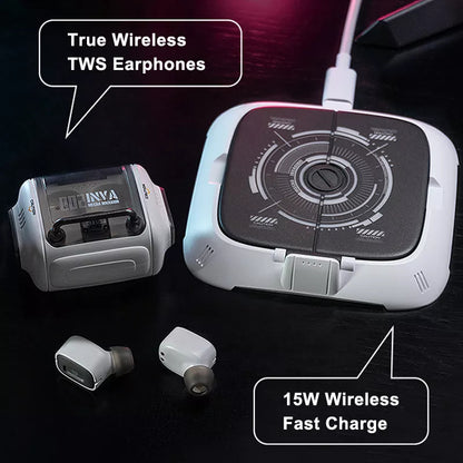 TGE-LYZ-20 - Space capsule design - Bluetooth Earbuds - (bluetooth 5.3) with wireless charging dock