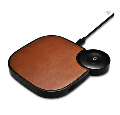 TG-WXC5 ---- Wireless Charging Pad with Leather padding and detachable Smart Watch Charging Spot