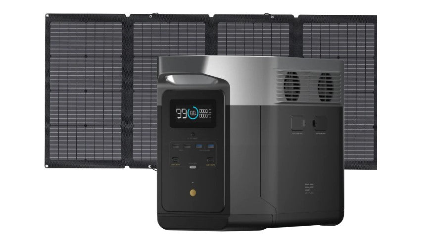 EcoFlow - Delta Max Portable Power Station (Total AC Output 2400W)  +  220W Solar Panel  (Solar Generator Setup)