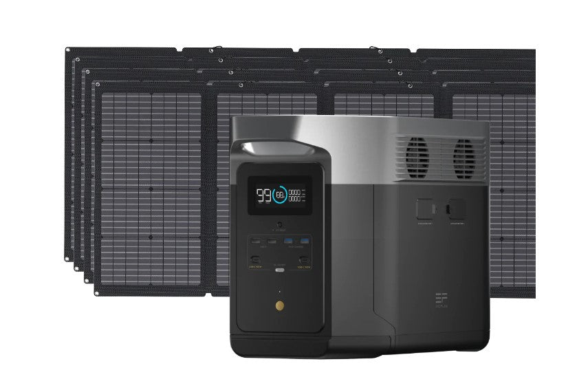 EcoFlow - Delta Max Portable Power Station (Total AC Output 2400W)  +  220W Solar Panel  (Solar Generator Setup)