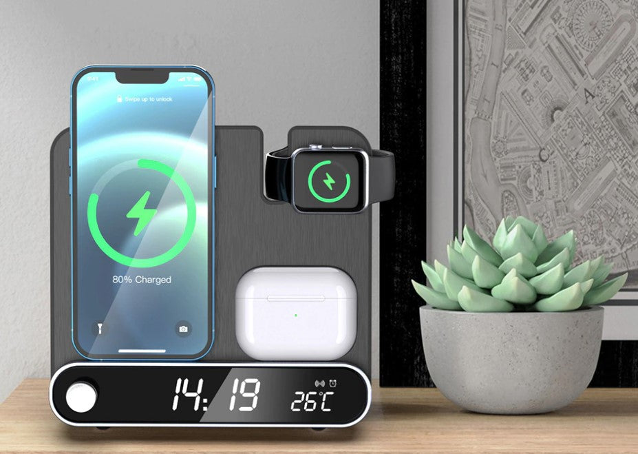 TGA-XIN20 - Wireless Charging Station with Clock/Alarm, and Temperature display