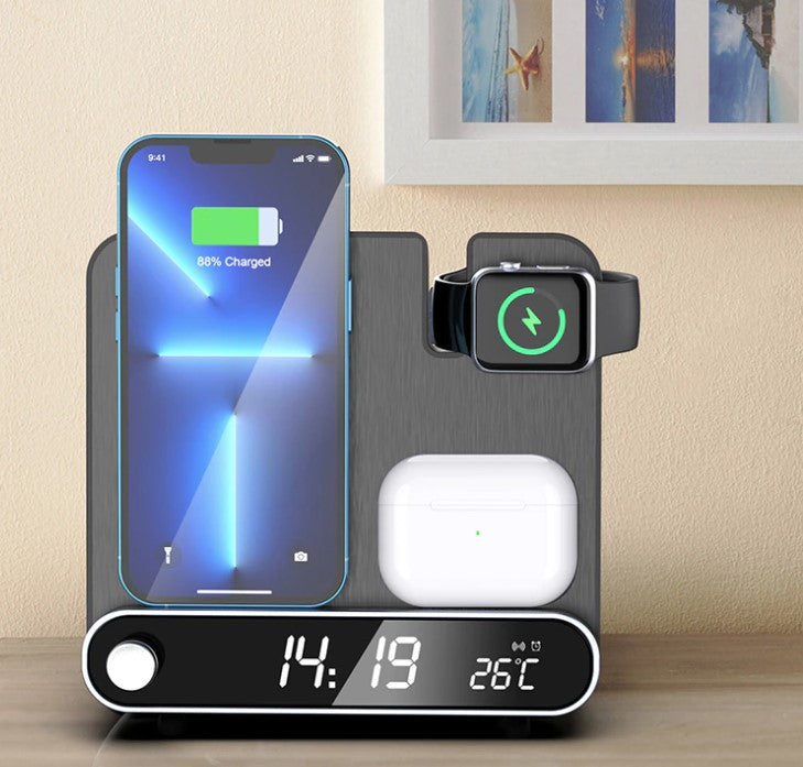 TGA-XIN20 - Wireless Charging Station with Clock/Alarm, and Temperature display