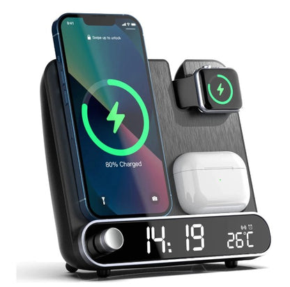 TGA-XIN20 - Wireless Charging Station with Clock/Alarm, and Temperature display